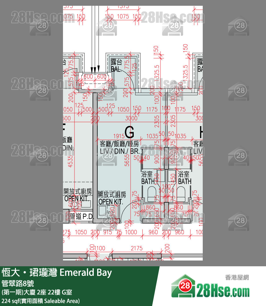 缇岸 (第一期)大厦 2座 22楼 G室 平面图