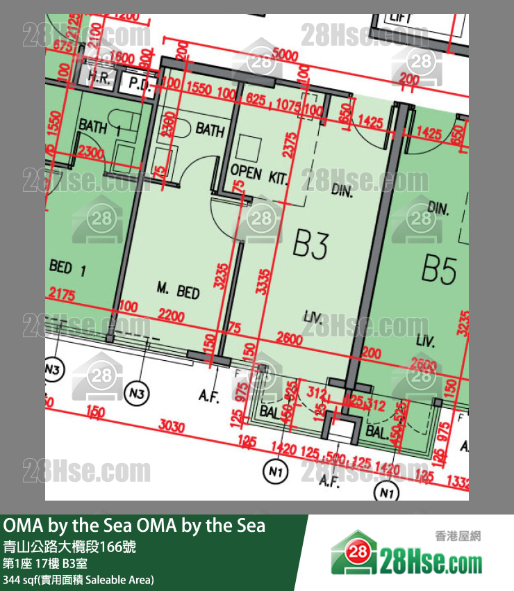 OMA by the Sea 第1座 17楼 B3室 平面图