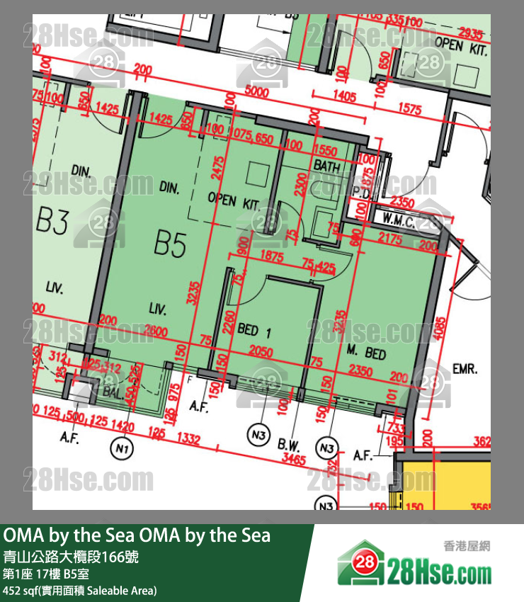 OMA by the Sea 第1座 17楼 B5室 平面图