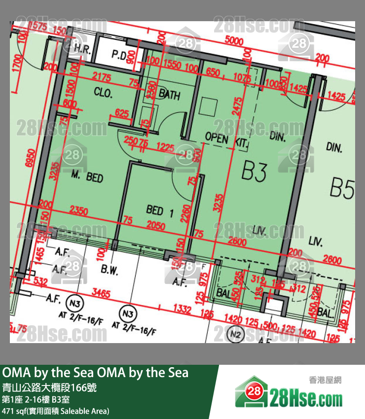 OMA by the Sea 第1座 2楼 B3室 平面图