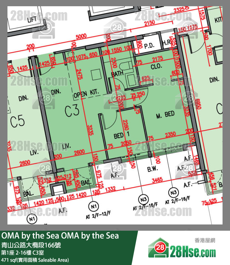 OMA by the Sea 第1座 16樓 C3室 平面圖