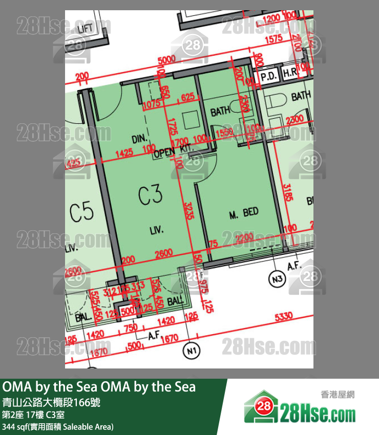 OMA by the Sea 第2座 17楼 C3室 平面图