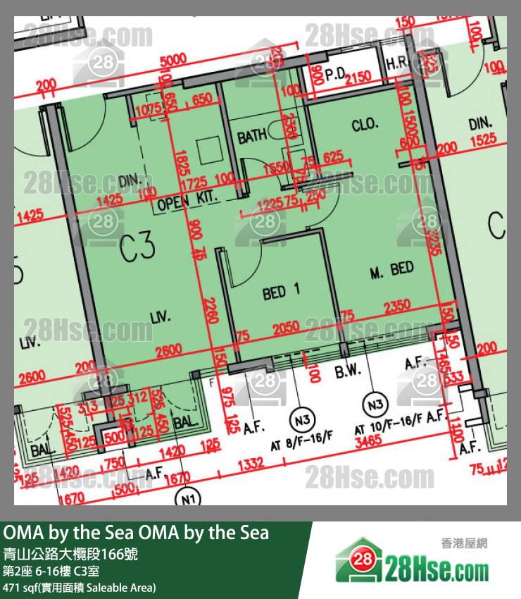 OMA by the Sea 第2座 15楼 C3室 平面图
