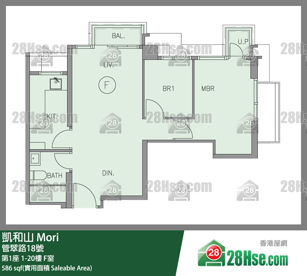 凱和山 大廈 第1座 12樓 F室 平面圖