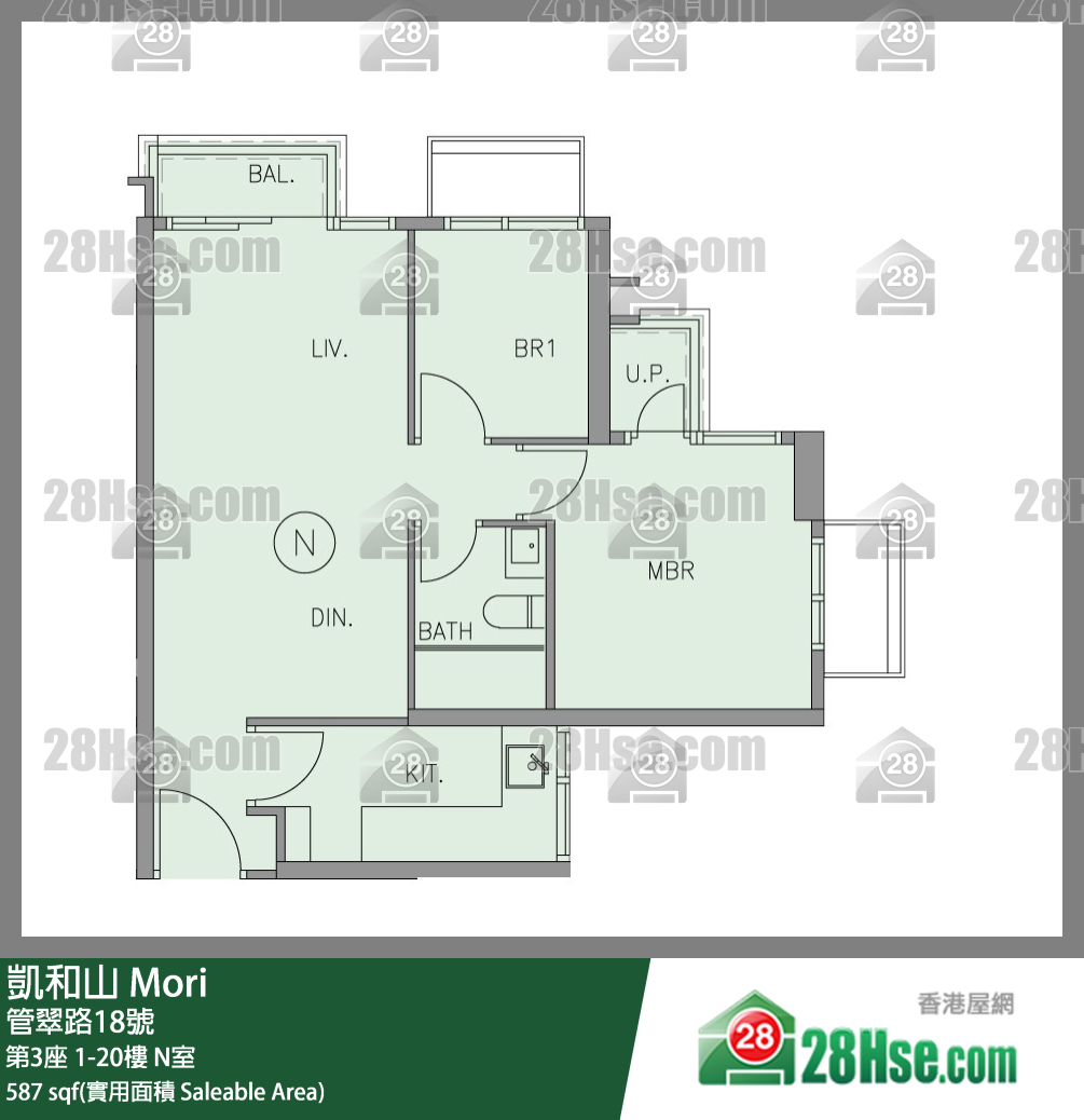 凱和山 大廈 第3座 19樓 N室 平面圖