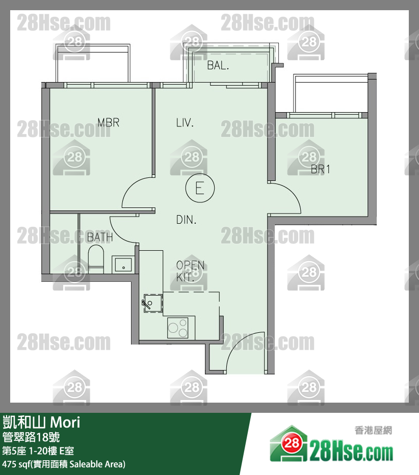 凱和山 大廈 第5座 17樓 E室 平面圖