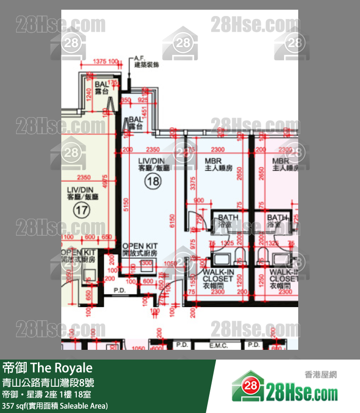 帝御 帝御‧星濤 2座 1樓 18室 平面圖