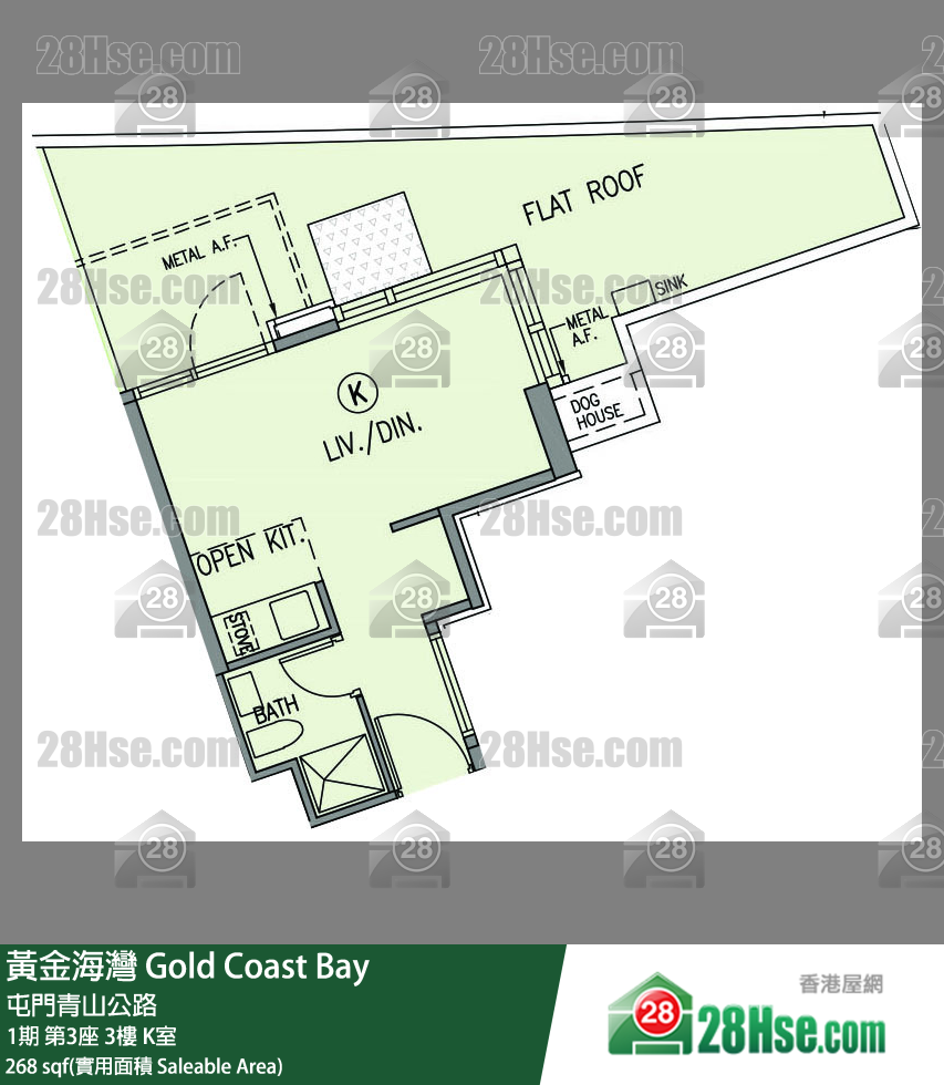 黃金海灣 1期 第3座 3樓 K室 平面圖
