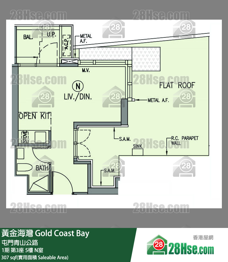 黃金海灣 1期 第3座 5樓 N室 平面圖
