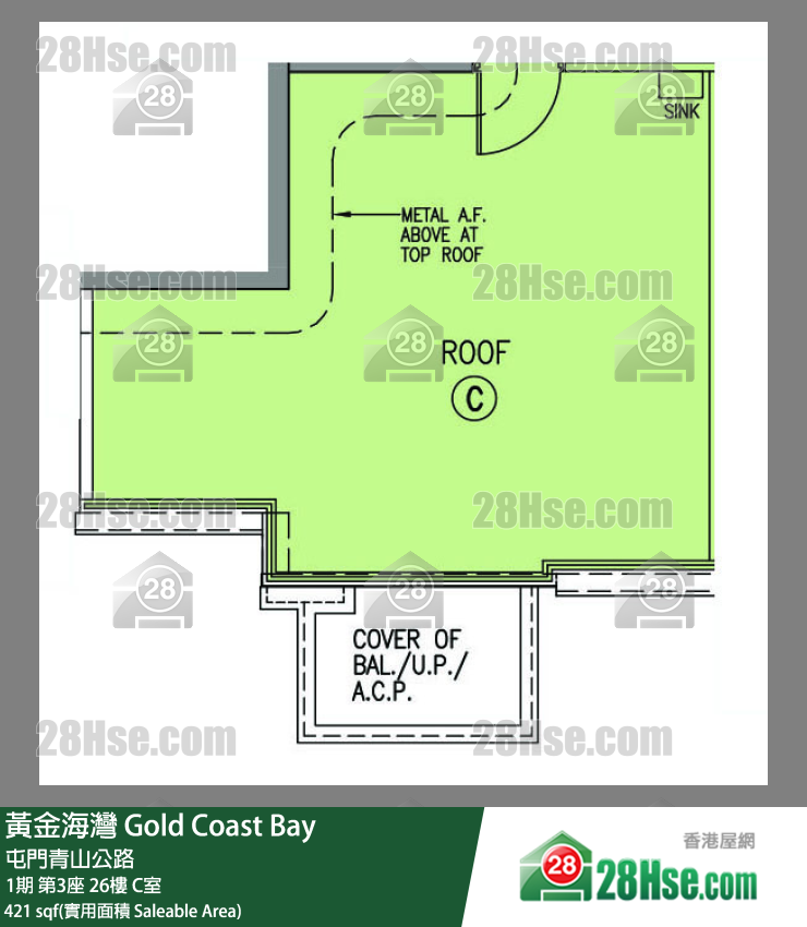 黃金海灣 1期第3座26樓 C室 平面圖