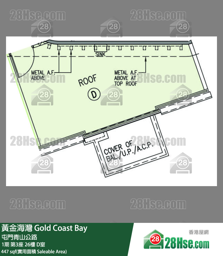 黃金海灣 1期第3座26樓 D室 平面圖