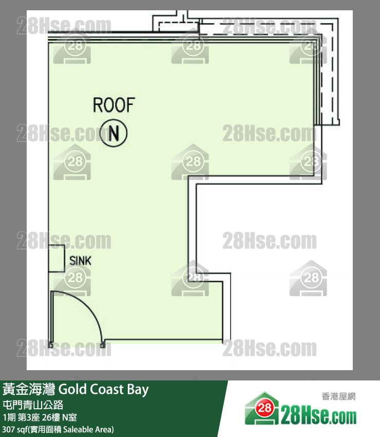 黃金海灣 1期第3座26樓 N室 平面圖