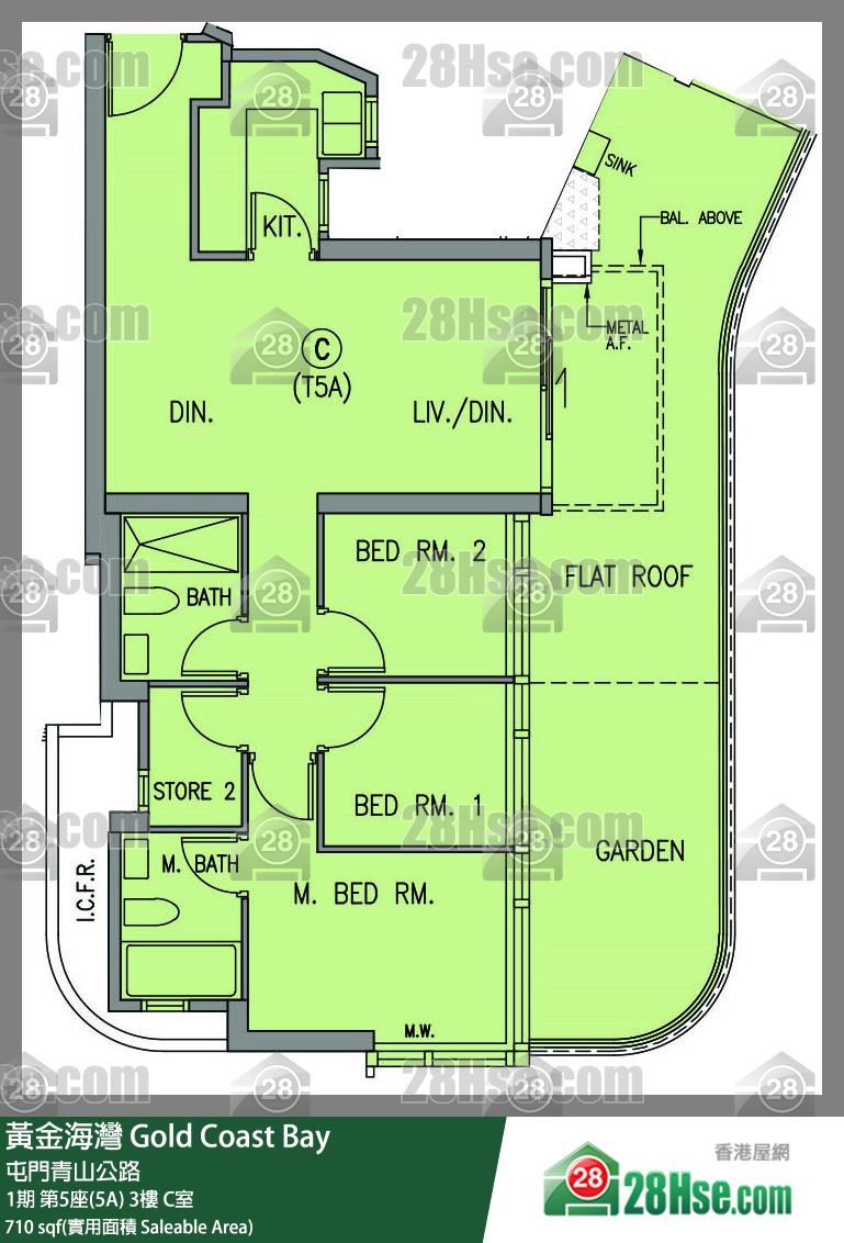黃金海灣 1期第5座(5A)3樓 C室 平面圖