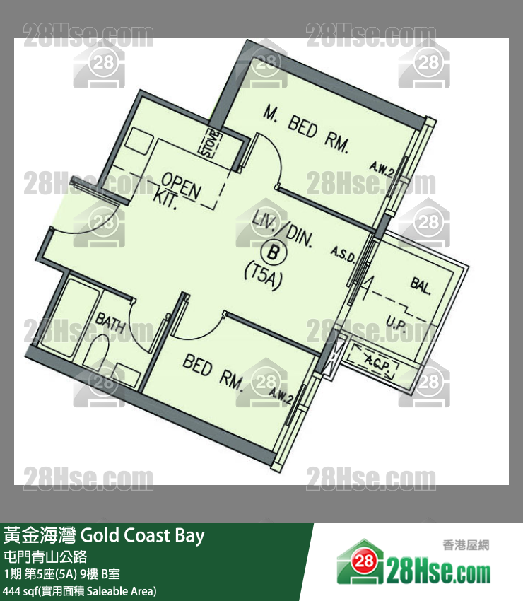 黃金海灣 1期第5座(5A)9樓 B室 平面圖