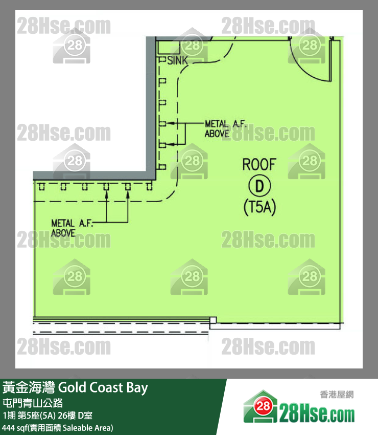 黃金海灣 1期第5座(5A)26樓 D室 平面圖