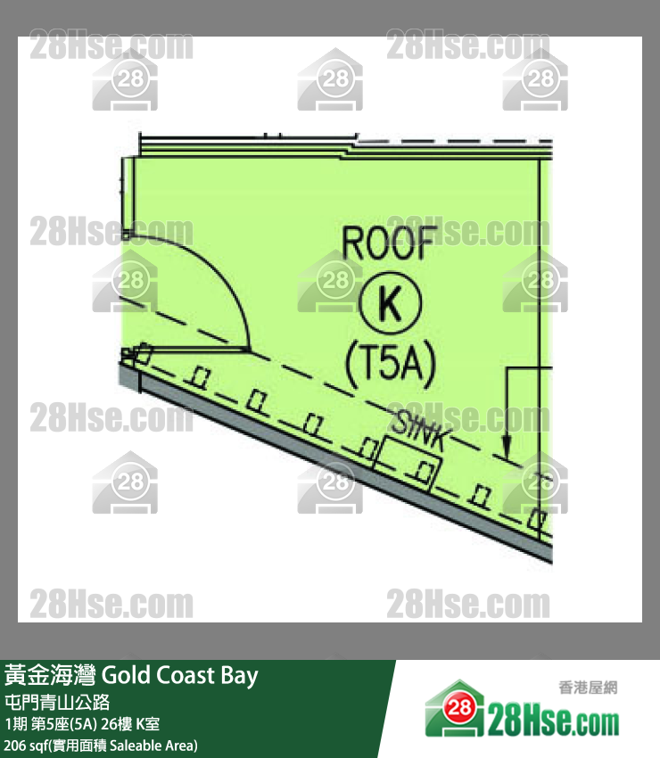 黃金海灣 1期 第5座(5A) 26樓 K室 平面圖
