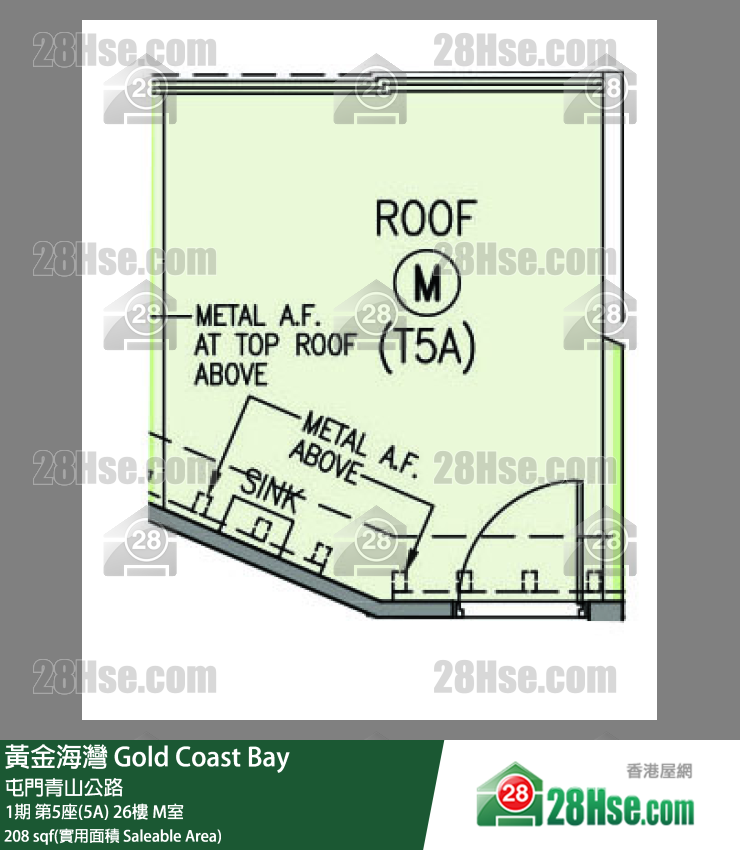 黃金海灣 1期 第5座(5A) 26樓 M室 平面圖