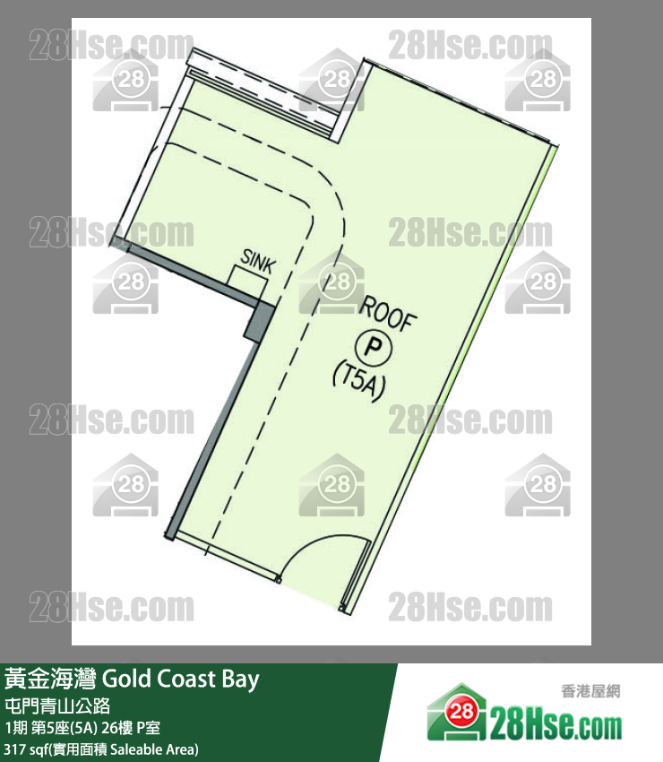 黃金海灣 1期第5座(5A)26樓 P室 平面圖