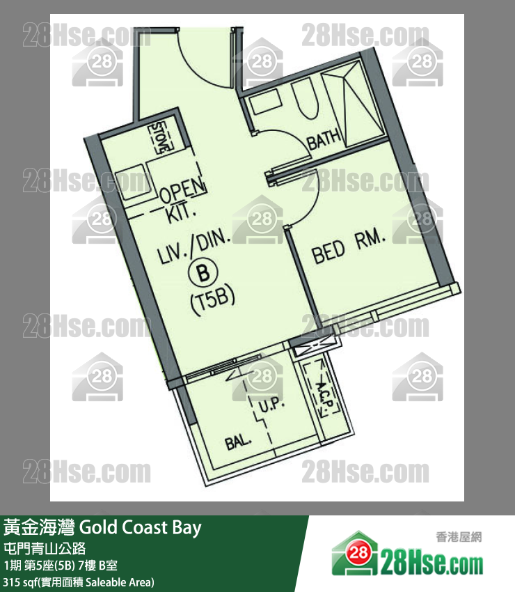 黃金海灣 1期 第5座(5B) 7樓 B室 平面圖