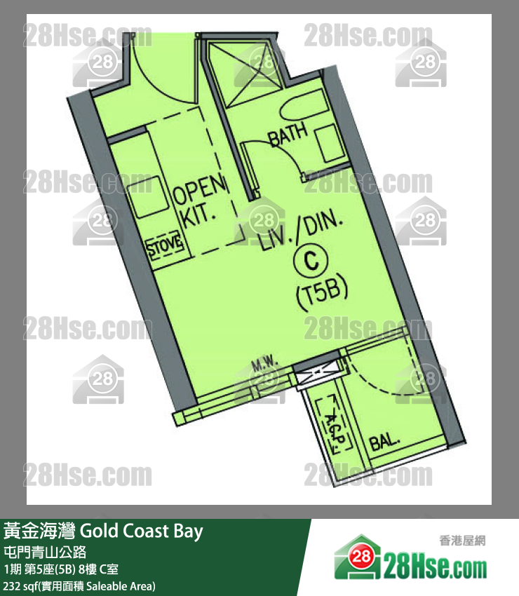 黃金海灣 1期 第5座(5B) 8樓 C室 平面圖