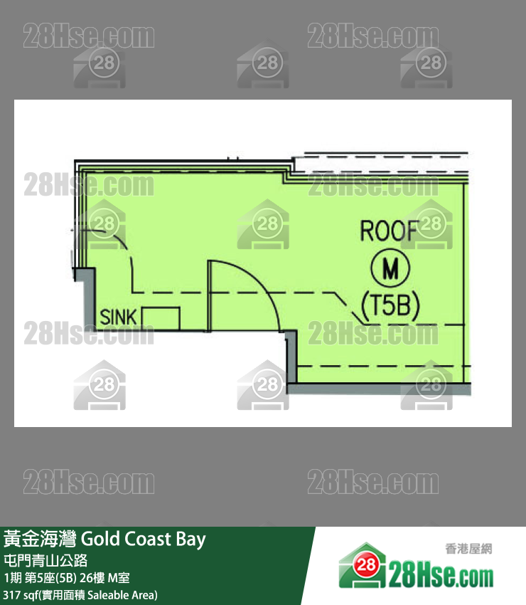 黃金海灣 1期第5座(5B)26樓 M室 平面圖