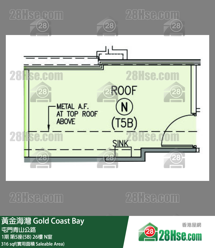 黃金海灣 1期第5座(5B)26樓 N室 平面圖