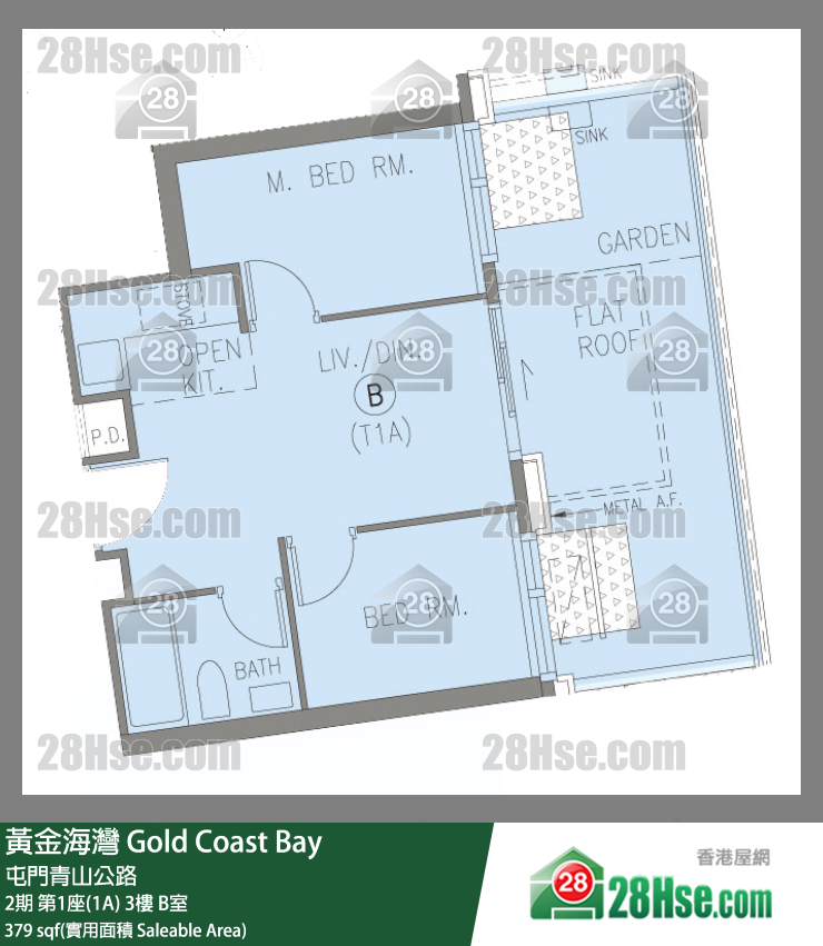 黃金海灣 2期第1座(1A)3樓 B室 平面圖