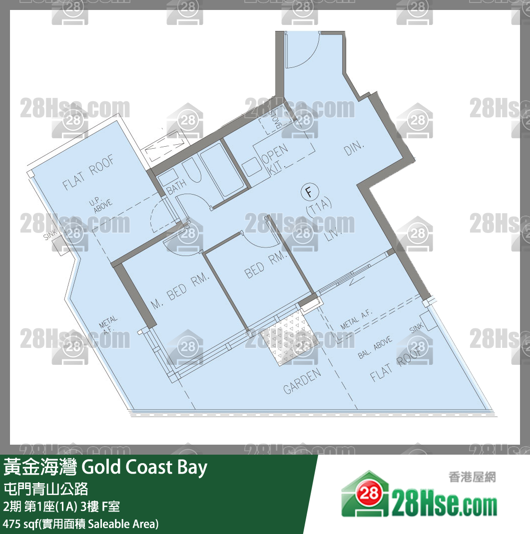 黃金海灣 2期第1座(1A)3樓 F室 平面圖