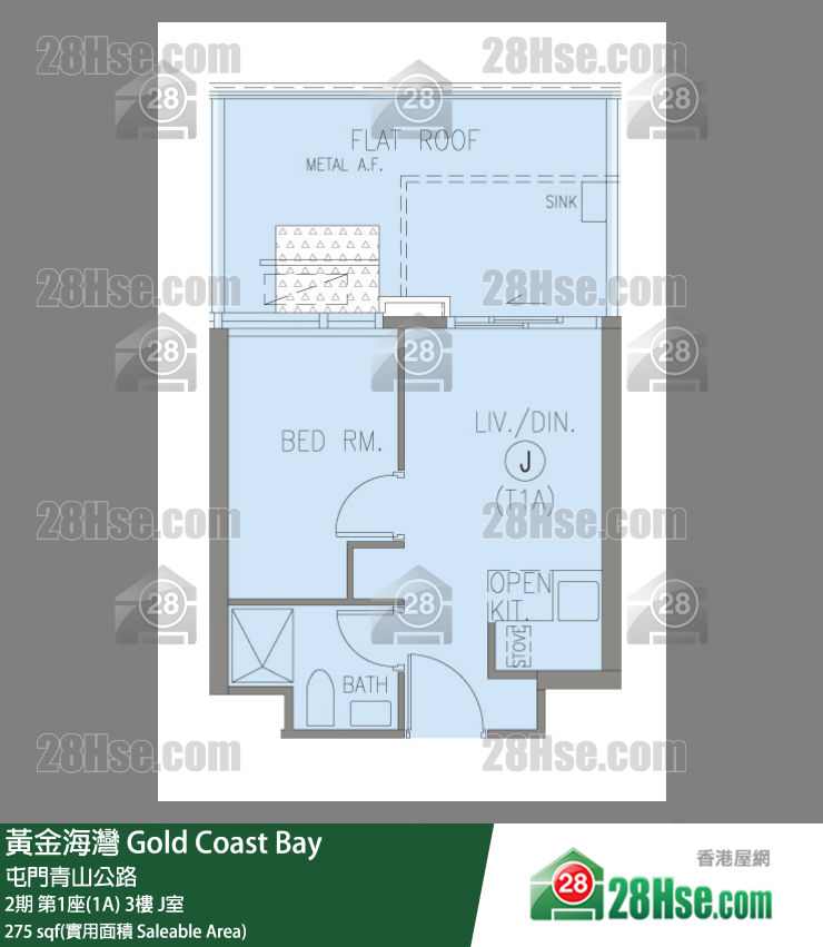 黃金海灣 2期第1座(1A)3樓 J室 平面圖