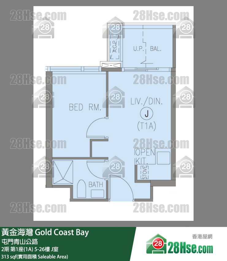 黃金海灣 2期第1座(1A)21樓 J室 平面圖