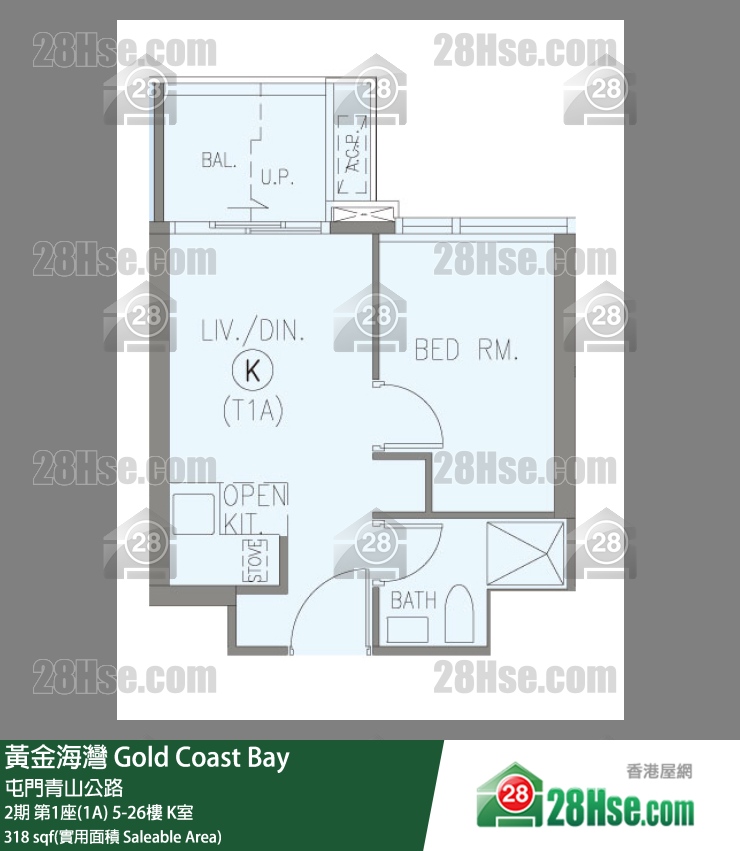 黃金海灣 2期第1座(1A)12樓 K室 平面圖