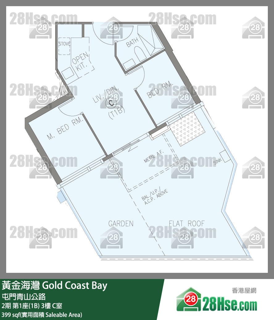 黃金海灣 2期第1座(1B)3樓 C室 平面圖