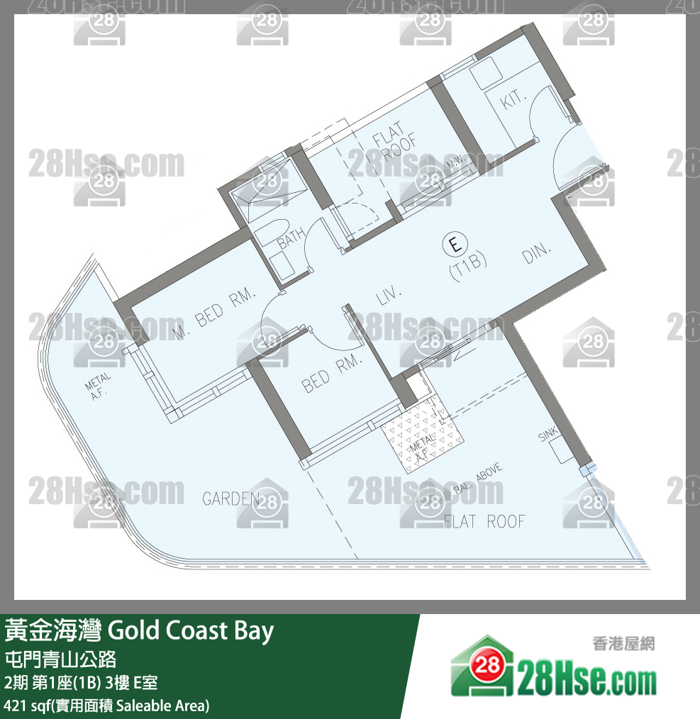 黃金海灣 2期第1座(1B)3樓 E室 平面圖