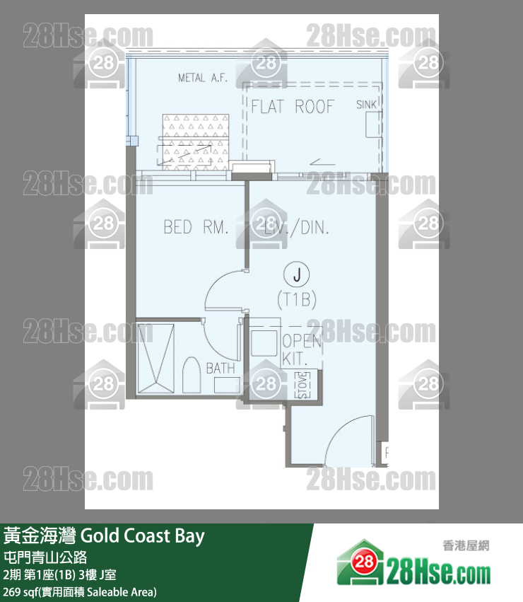 黃金海灣 2期第1座(1B)3樓 J室 平面圖