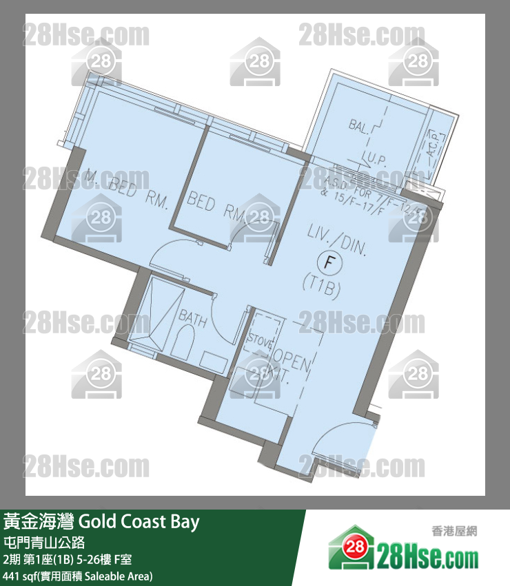 黃金海灣 2期第1座(1B)5樓 F室 平面圖