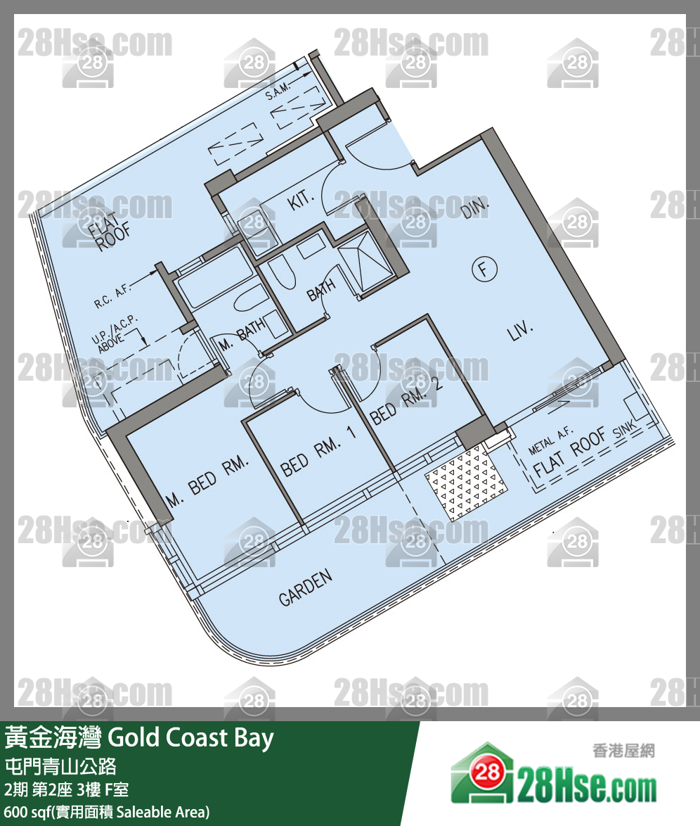 黃金海灣 2期第2座3樓 F室 平面圖