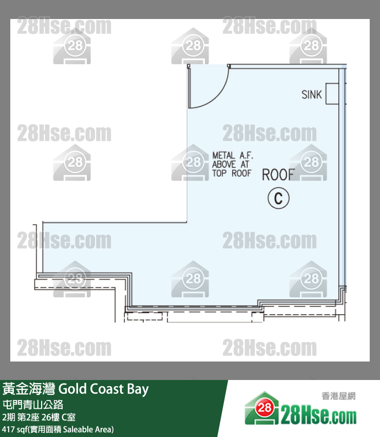 黃金海灣 2期第2座26樓 C室 平面圖