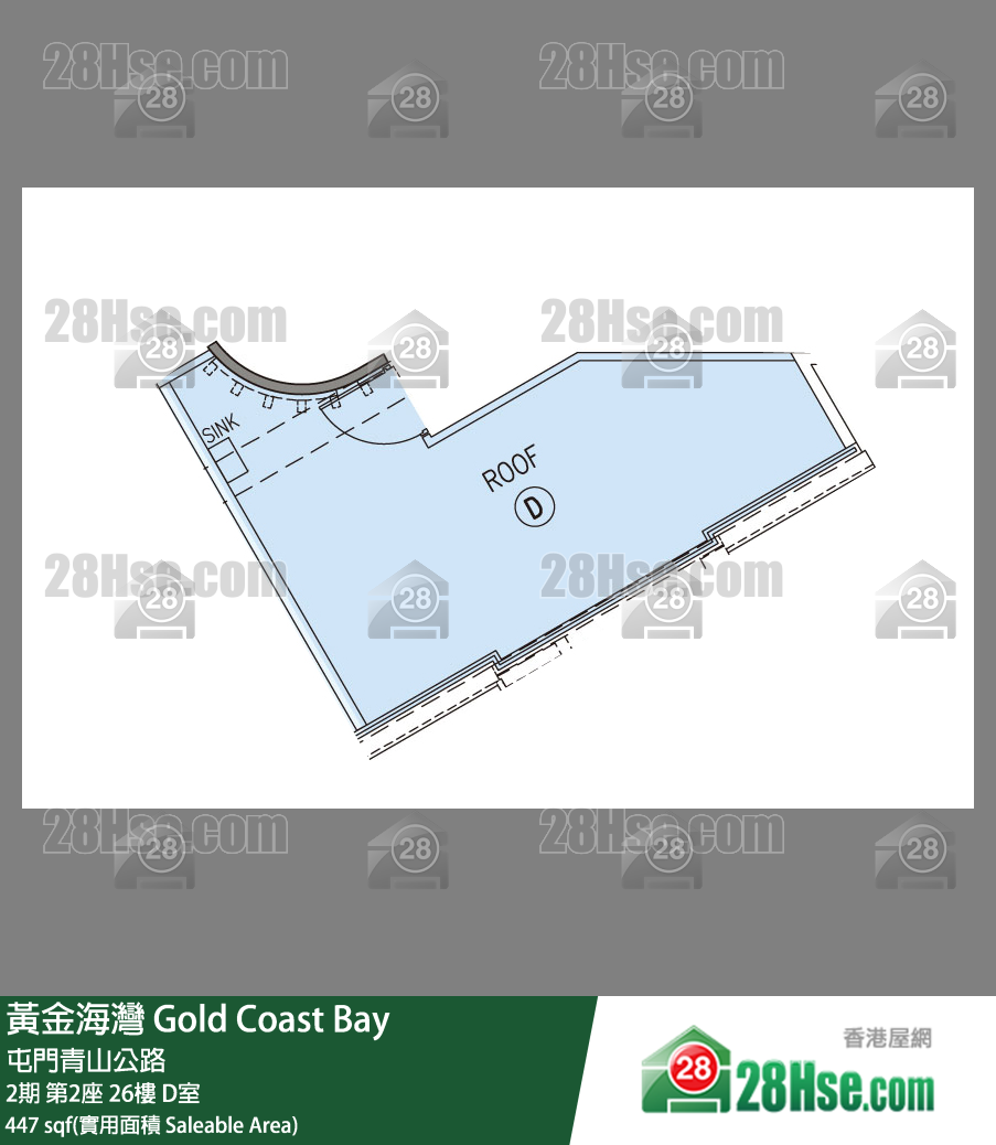 黃金海灣 2期第2座26樓 D室 平面圖