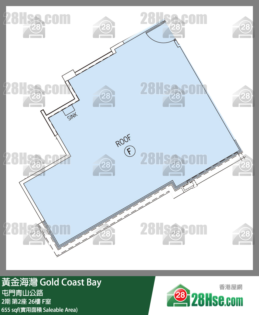 黃金海灣 2期第2座26樓 F室 平面圖