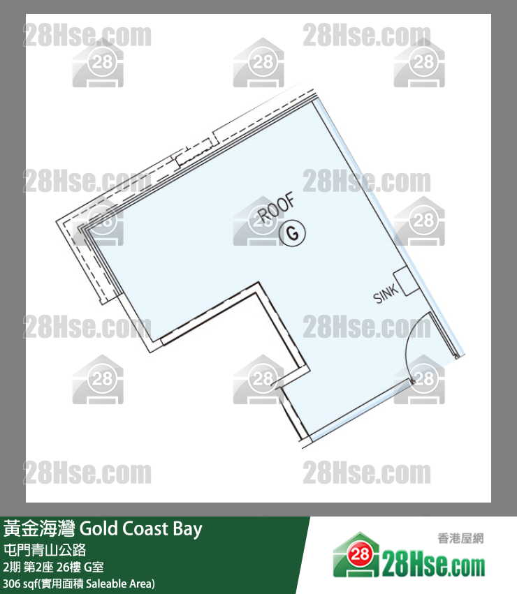 黃金海灣 2期第2座26樓 G室 平面圖