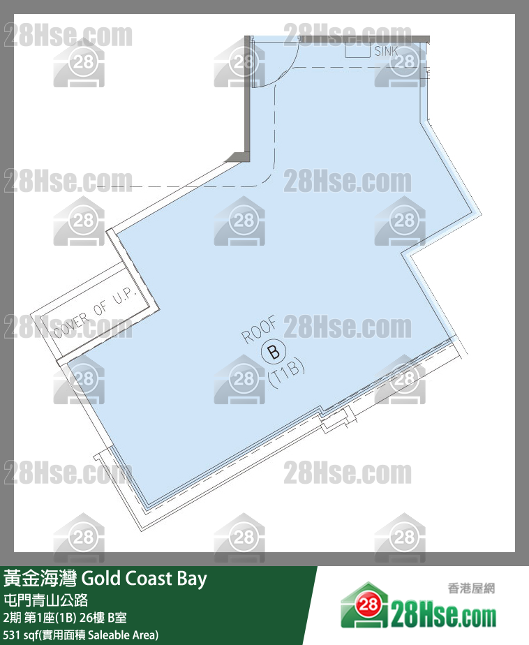 黄金海湾 2期第1座(1B)26楼 B室 平面图
