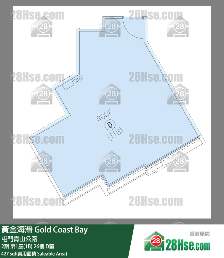 黃金海灣 2期第1座(1B)26樓 D室 平面圖