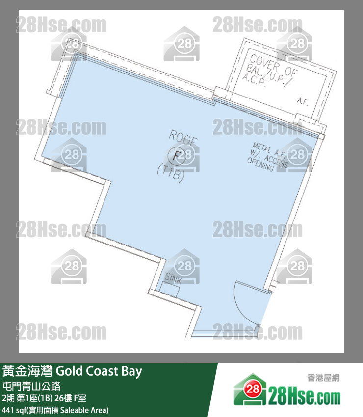 黃金海灣 2期第1座(1B)26樓 F室 平面圖