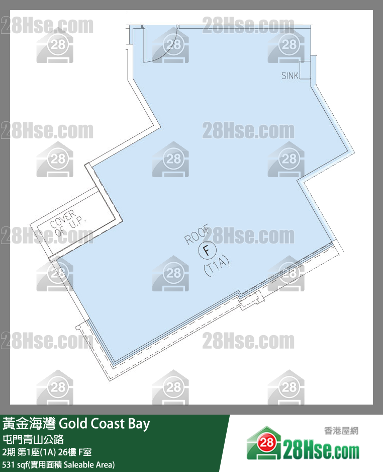 黃金海灣 2期第1座(1A)26樓 F室 平面圖