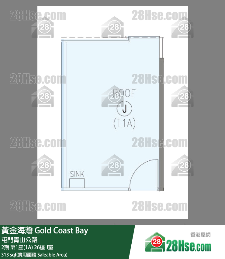 黃金海灣 2期第1座(1A)26樓 J室 平面圖