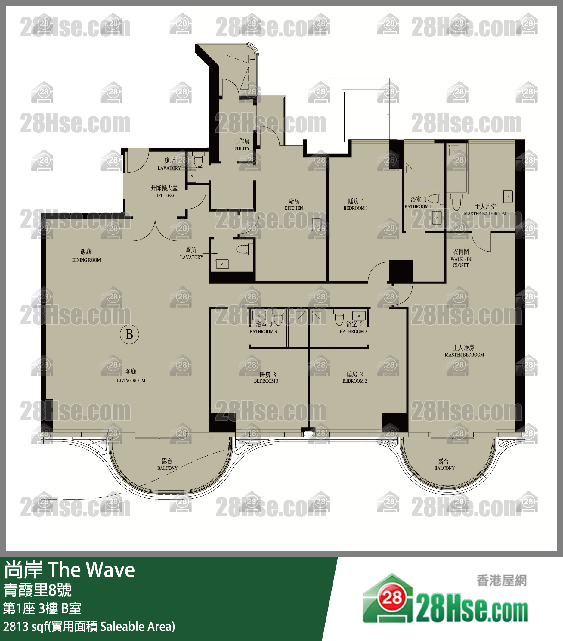 尚岸 第1座3樓 B室 平面圖