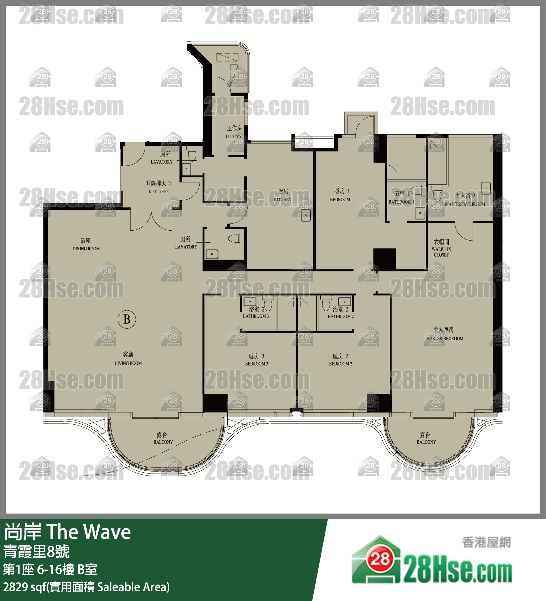 尚岸 第1座10樓 B室 平面圖