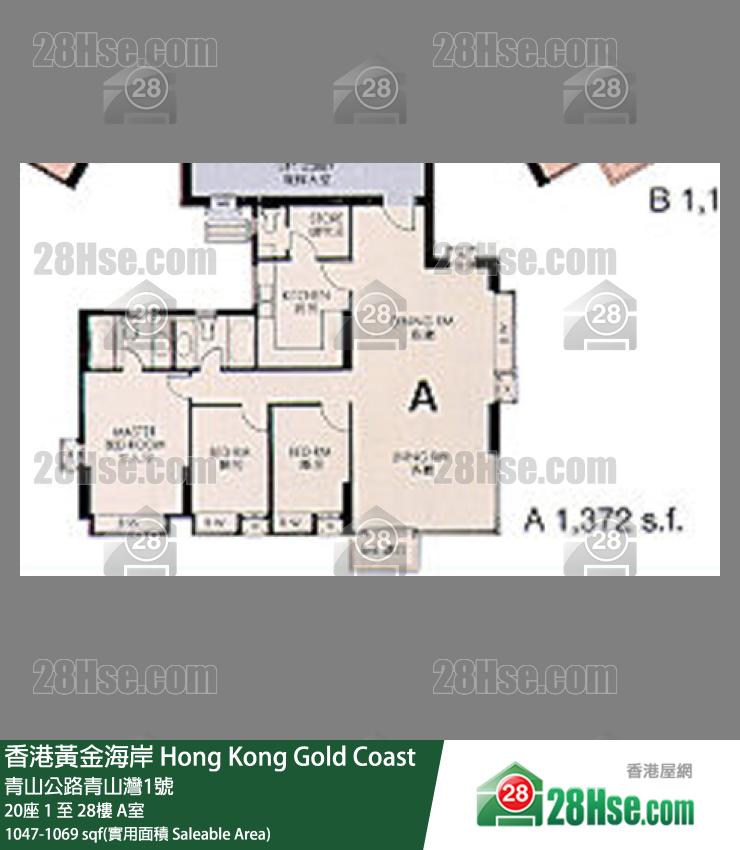 香港黄金海岸 单位平面图(由 28Hse 提供)