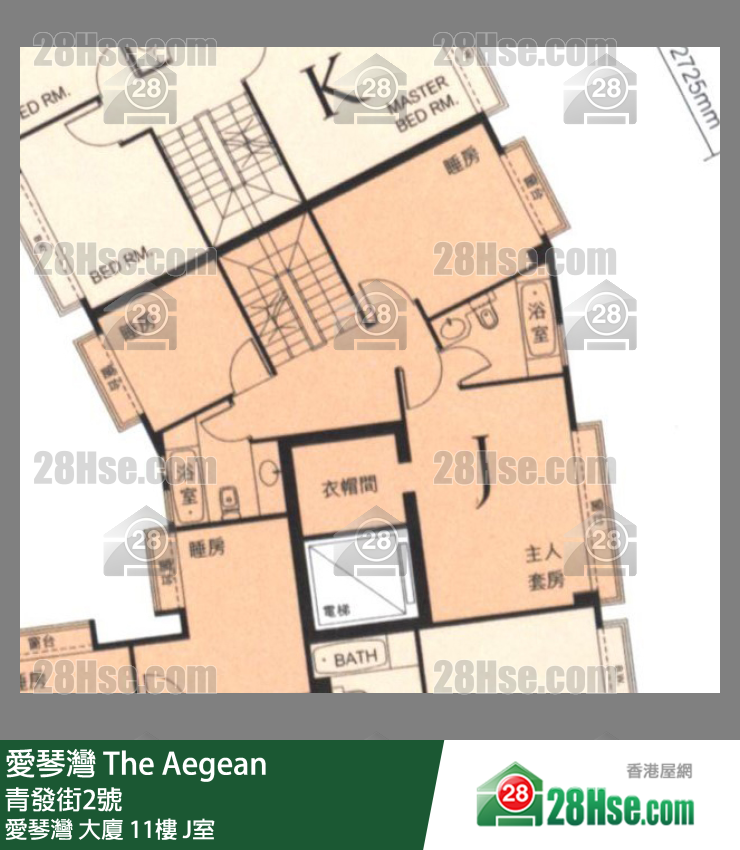 愛琴灣 愛琴灣大廈11樓 J室 平面圖