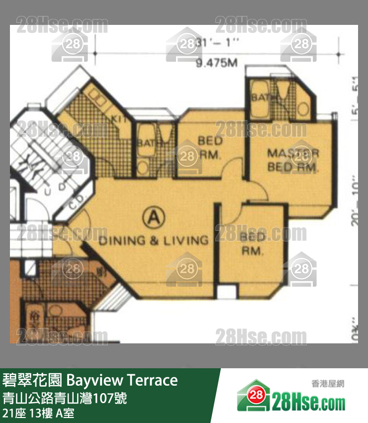碧翠花园 楼宇 21座 13楼 A室 平面图